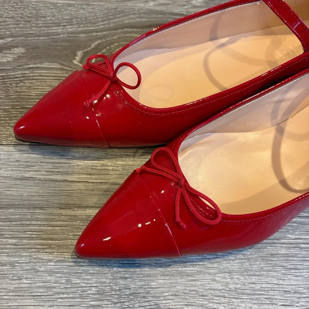 J.Crew Red Patent Leather Pointed Toe Mary Jane Ballet Flats Sz 10.5 EUC - Picture 7 of 10
